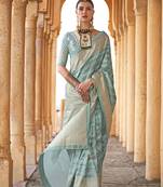 Elora soft silk stripes printed leheriya saree (turquoise)