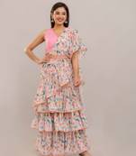 Ready-to-Wear Georgette Saree with Designer Schiffley Blouse