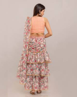 Jaipurite Ready-to-Wear Georgette Saree with  Designer Schiffley Blouse  2