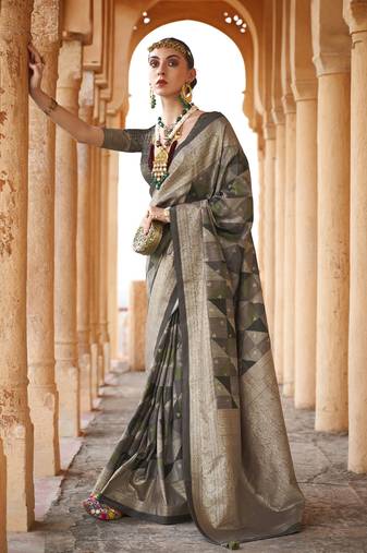 Elora soft silk stripes printed leheriya saree (multicolor)