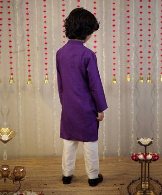 Purple block printed kurta 3