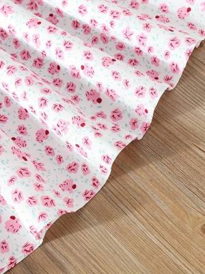 Pink color printed cotton blend fit&flared style dresses 4