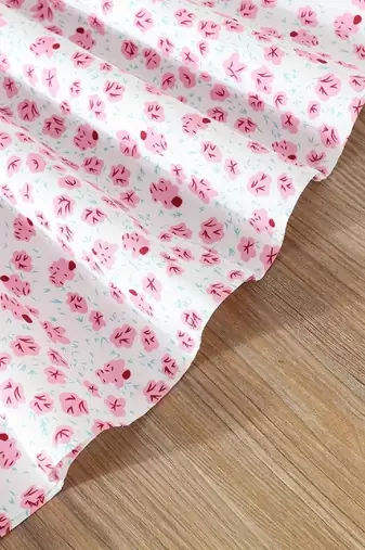 Pink color printed cotton blend fit&flared style dresses