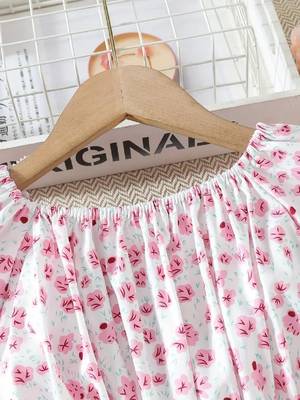 Pink color printed cotton blend fit&flared style dresses 5
