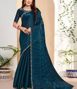 Designer morpeach handwork zarkan cutwork silk saree