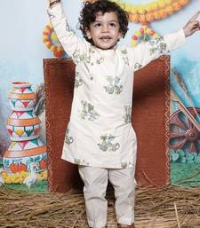  Off White Cat Embroidery Kurta Pant