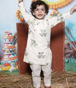  Off White Cat Embroidery Kurta Pant