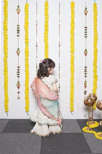  Off White Umbrella Embroidery Kurti Sharara