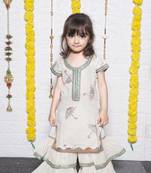  Off White Umbrella Embroidery Kurti Sharara