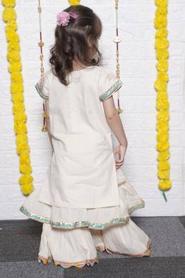  Off White Umbrella Embroidery Kurti Sharara 5