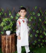 White Kurta Pant With lion Printed 
