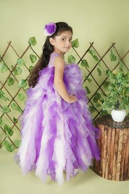 Purple and White Gown for kids 4