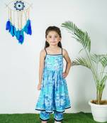 Blue Printed Kurti With Pant