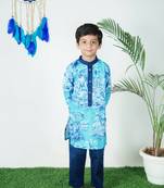 Blue Printed kurta Pant