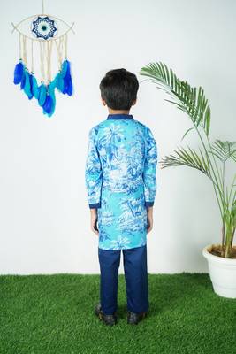 Blue Printed kurta Pant 2