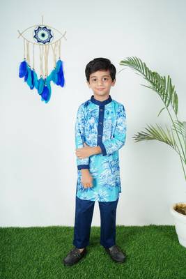 Blue Printed kurta Pant 3