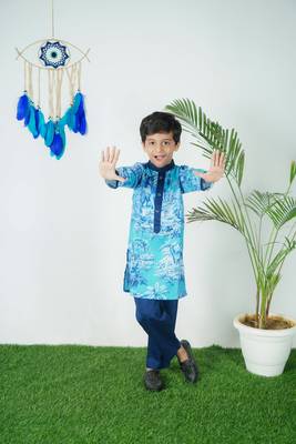 Blue Printed kurta Pant 4