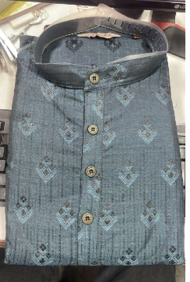 Navy blue viscose jacquard jacquard kurta 6