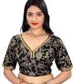 Black Jacquard Dola Silk readymade blouse