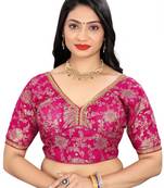 Pink Jacquard Dola Silk readymade blouse