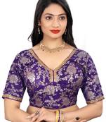 Purple Jacquard Dola Silk readymade blouse