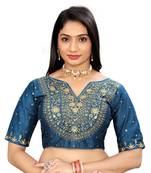 Vichitra Silk Embroidery Work Sequence Ready made blouse