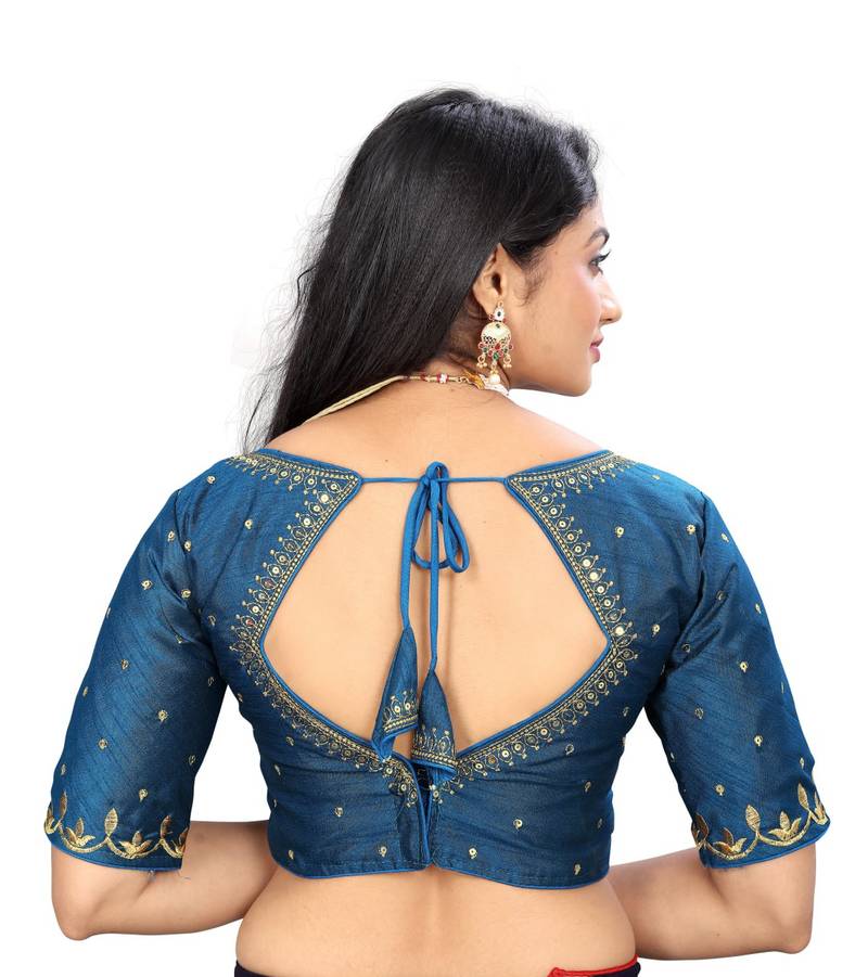 Vichitra Silk Embroidery Work Sequence Ready made blouse