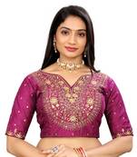 Vichitra Silk Embroidery Work Sequence Ready made blouse