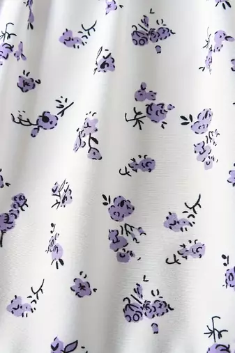 White color printed cotton blend fit&flared style dresses