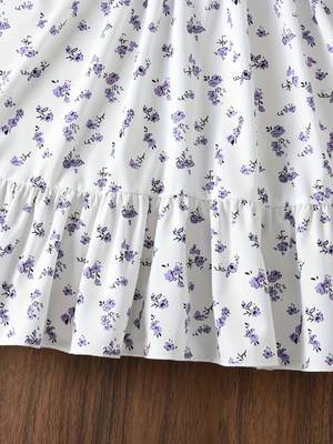 White color printed cotton blend fit&flared style dresses 4