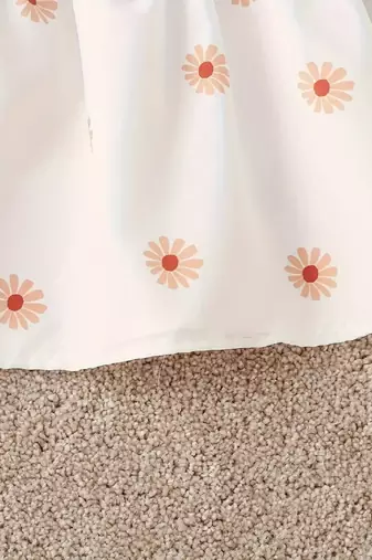 White tint color printed cotton blend fit&flared style dresses