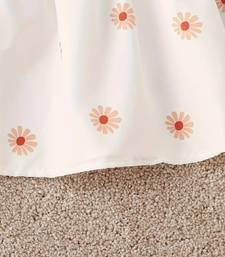 White tint color printed cotton blend fit&flared style dresses