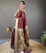 Maroon Soft Silk Saree And  Designer Zari Weaving Rich Pallu Saree With Blouse For Women