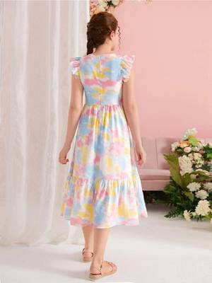 Multi color printed lycra fit&flared style dresses 2