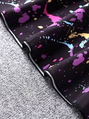 Black color printed cotton blend fit&flared style dresses 3