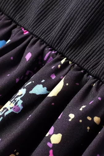 Black color printed cotton blend fit&flared style dresses