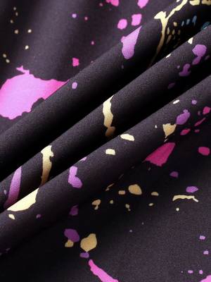 Black color printed cotton blend fit&flared style dresses 5