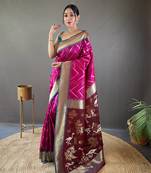 Wine Soft Silk Saree And  Designer Zari Weaving Rich Pallu Saree With Blouse For Women