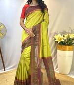 Pista Green Chanderi Silk And Digital Printe Saree Zari Weaving Rich Pallu Saree With Blouse For Women