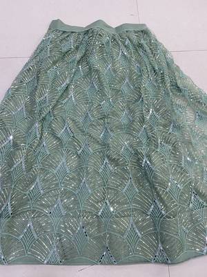 Glamorous Ocean Blue Net With Sequins And Thread Embroidery Real Mirror Work Lehenga Choli For Wedding 6