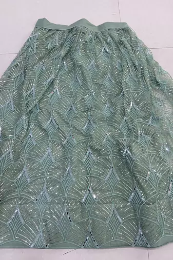 Glamorous Ocean Blue Net With Sequins And Thread Embroidery Real Mirror Work Lehenga Choli For Wedding
