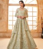 Light-Green Cording & Thread Embroidered With Stone Work Lehenga Choli