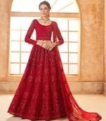 Red Cording & Thread Embroidered With Stone Work Lehenga Choli