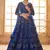 blue net thread work wedding lehenga