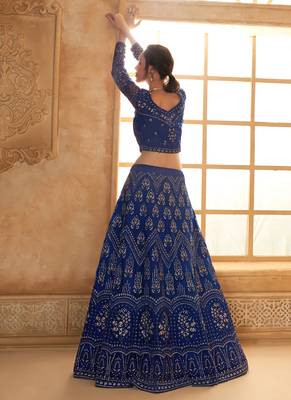 blue net thread work wedding lehenga 4