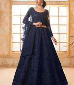 blue net thread work wedding lehenga