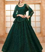 green net thread work wedding lehenga