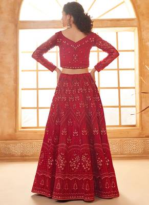 red net thread work wedding lehenga 4