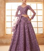 light purple net thread work wedding lehenga