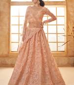 cream net thread work wedding lehenga